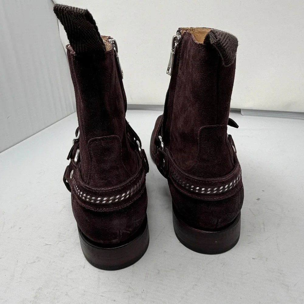 John Varvatos Mens Brown Suede Regent Harness ‎ Boots Made in Italy Size 10 NWOT